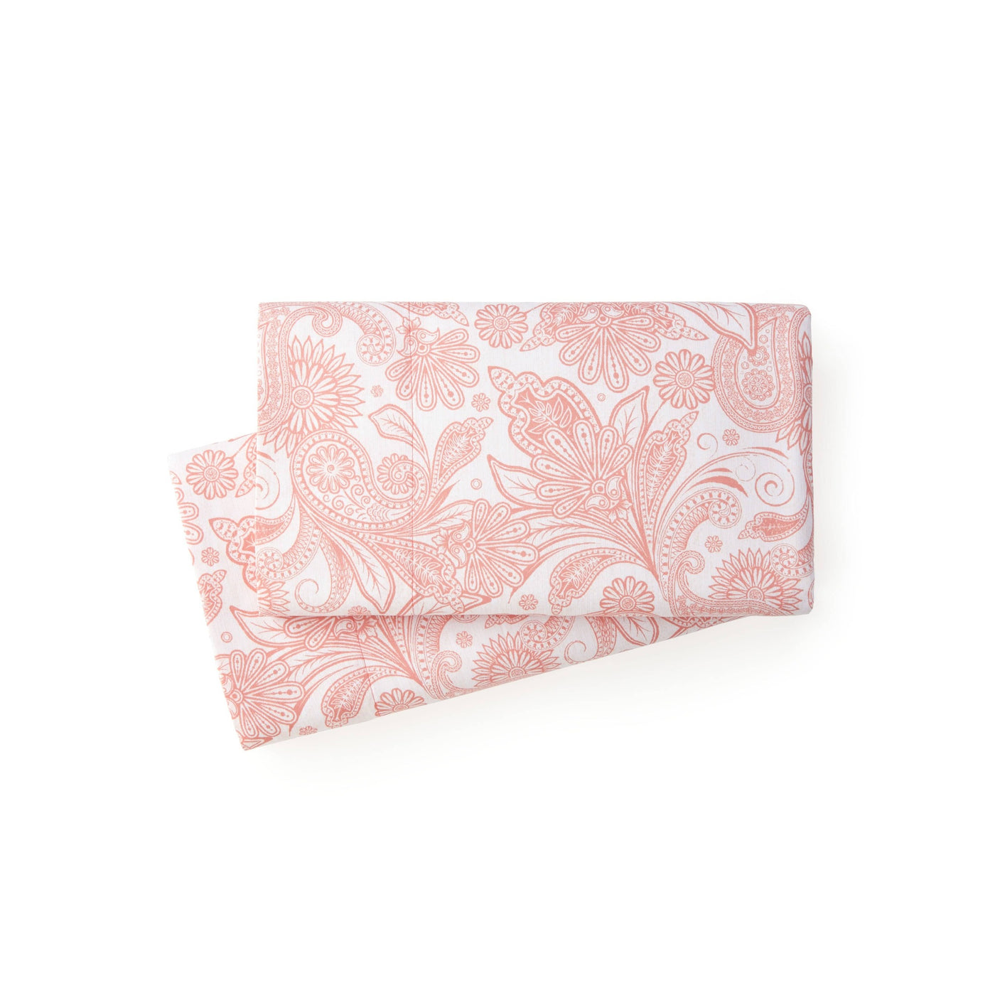 Details and Prints of Perfect Paisley Sheet Set in Coral#color_perfect-paisley-white-with-coral-haze