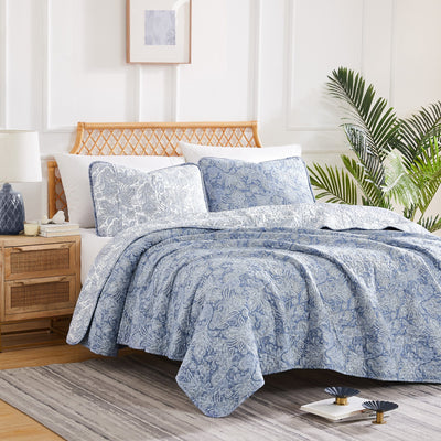 Side View of Perfect Paisley Reversible Quilt Set in Blue#color_perfect-paisley-blue