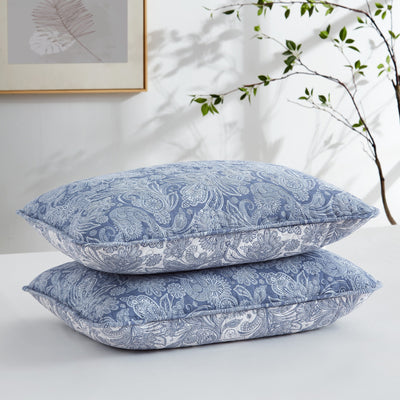 Two Pillows of Perfect Paisley in Blue Stack Together#color_perfect-paisley-blue