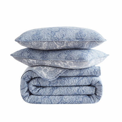 Perfect Paisley Reversible Quilt Set in Blue Stack Together#color_perfect-paisley-blue