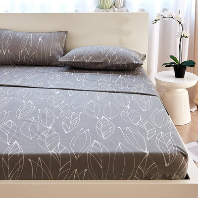 Front View of Modern Foliage Sheet Set in Grey#color_modern-foliage-grey