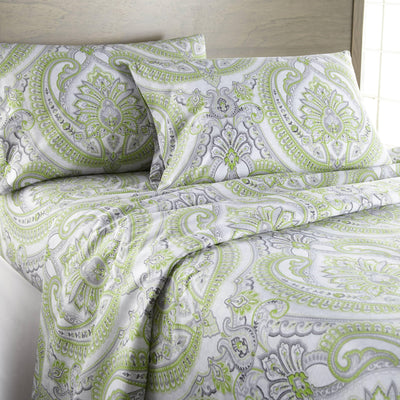 Close Up View of Pure Melody Pillows Shams in Green#color_pure-melody-green