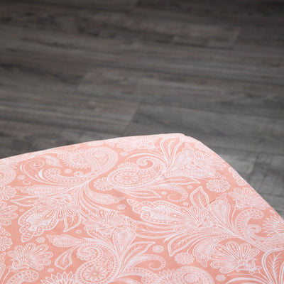 Details and Prints of Perfect Paisley Sheet Set in Coral#color_perfect-paisley-coral-haze-with-white