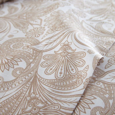 Details and Prints of Perfect Paisley Sheet Set in Taupe#color_perfect-paisley-white-with-taupe