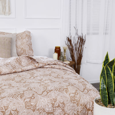Side View of Perfect Paisley Reversible Quilt Set in Taupe#color_perfect-paisley-taupe