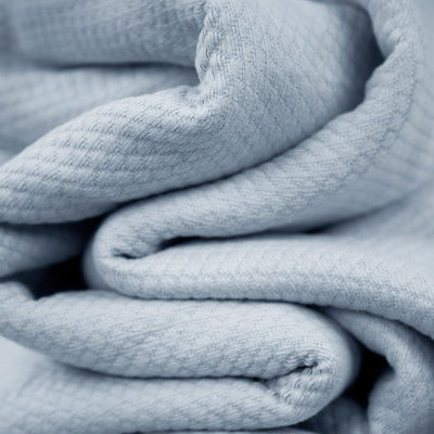 Details and Texture of Milton Cotton Blankets and Throws in Blue#color_milton-blue