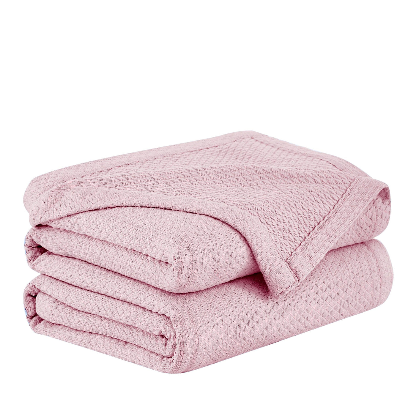Folded Milton Cotton Blankets and Throws in Pink#color_milton-pink