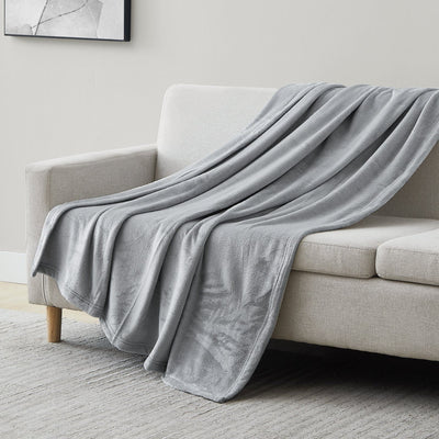 Microfleece Oversized Blankets and Throws in Grey on Sofa#color_microfleece-grey
