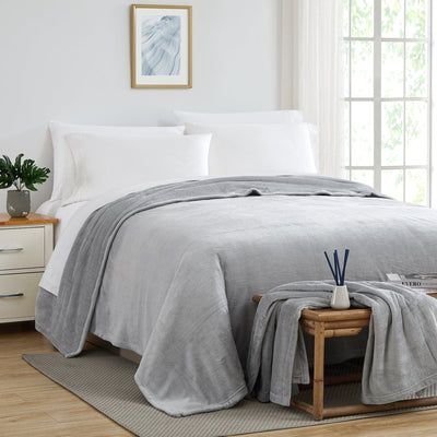 Front View of Microfleece Oversized Blankets and Throws in Grey#color_microfleece-grey