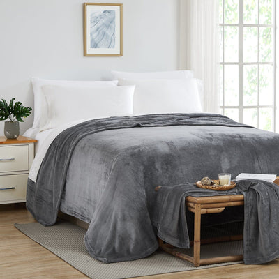 Front View of Microfleece Oversized Blankets and Throws in Slate#color_microfleece-slate