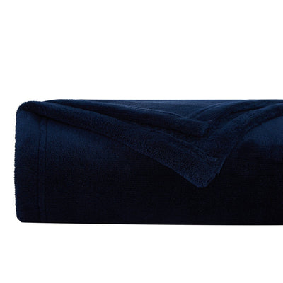 Rolled Microfleece Oversized Blankets and Throws in Navy Blue#color_microfleece-navy-blue
