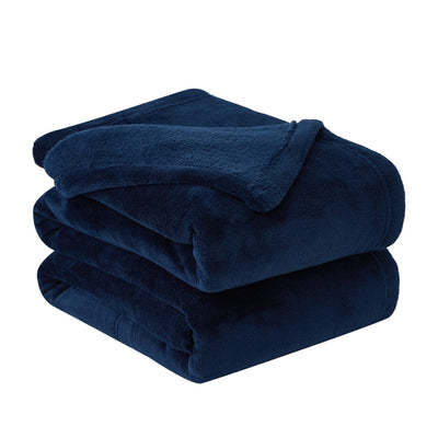 Folded Microfleece Oversized Blankets and Throws in Navy Blue#color_microfleece-navy-blue