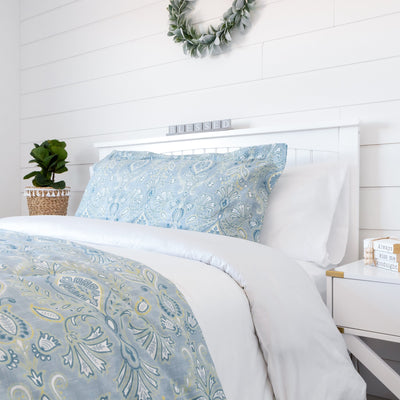 Side View of Paisley Grace Comforter Set in Blue#color_all