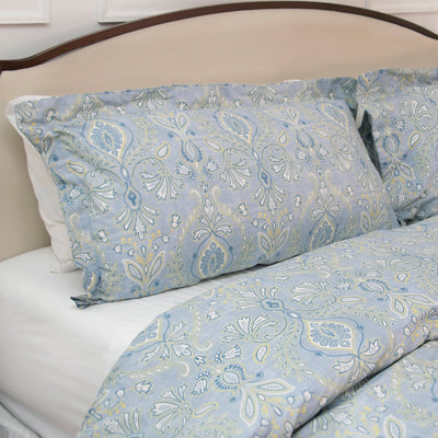 Close Up View of Paisley Grace Pillows Shams in Blue#color_all