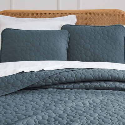 Front View of Pebbles Oversized Quilt Set in Blue Mirage#color_pebbles-blue-mirage