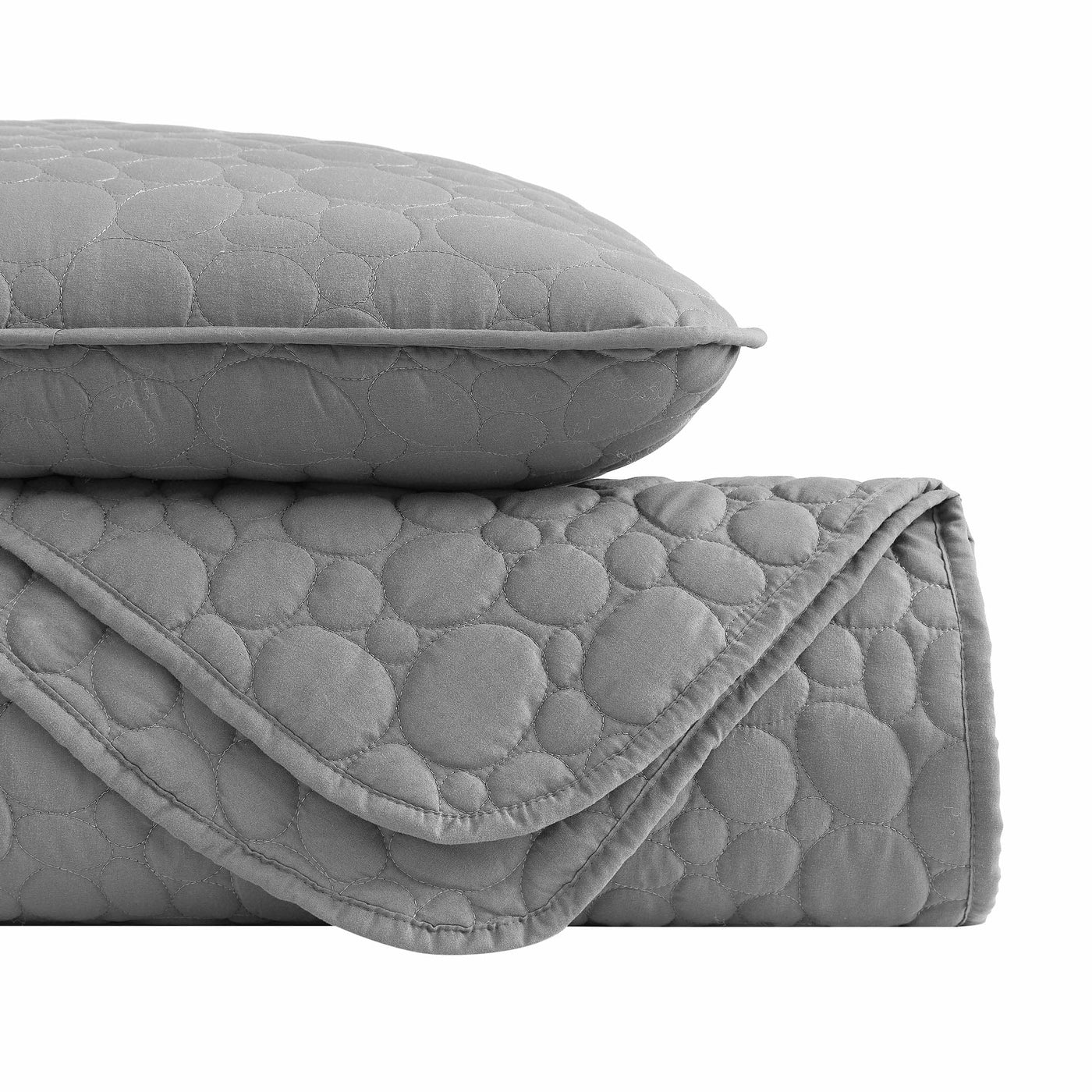 Pebbles Oversized Quilt Set in Grey Stack Together#color_pebbles-grey