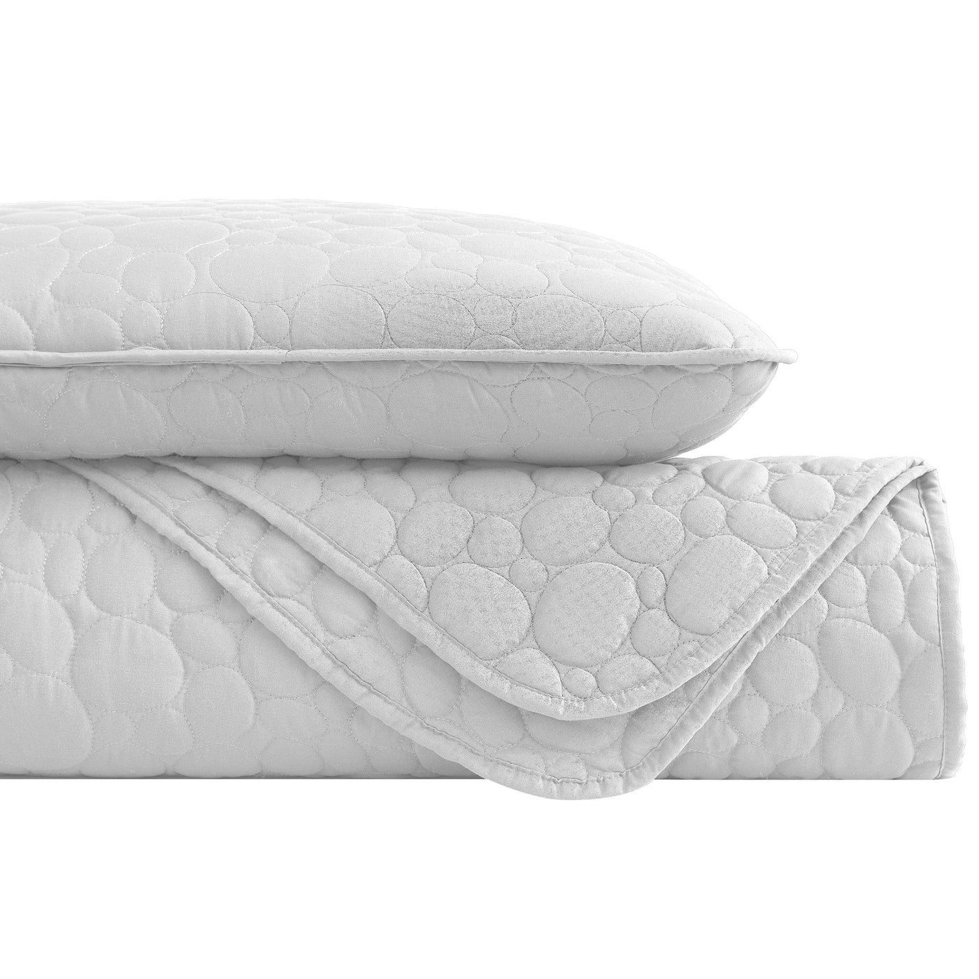 Pebbles Oversized Quilt Set in White Stack Together#color_pebble-white