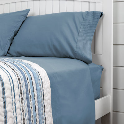Side View of Vilano Pleated Pillow Case in Coronet Blue#color_vilano-coronet-blue