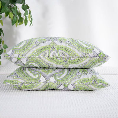Two Pillows of Pure Melody in Green Stack Together#color_pure-melody-green