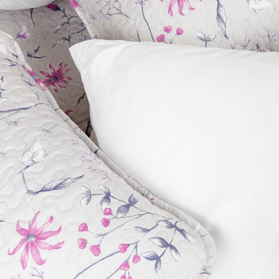 Close Up Image of Secret Meadow Quilt Set in Grey Pillow Shams#color_secret-meadow-grey