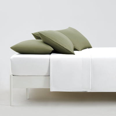 Side View of Vilano 4PC Pillowcase Set in Sage Green#color_vilano-sage-green