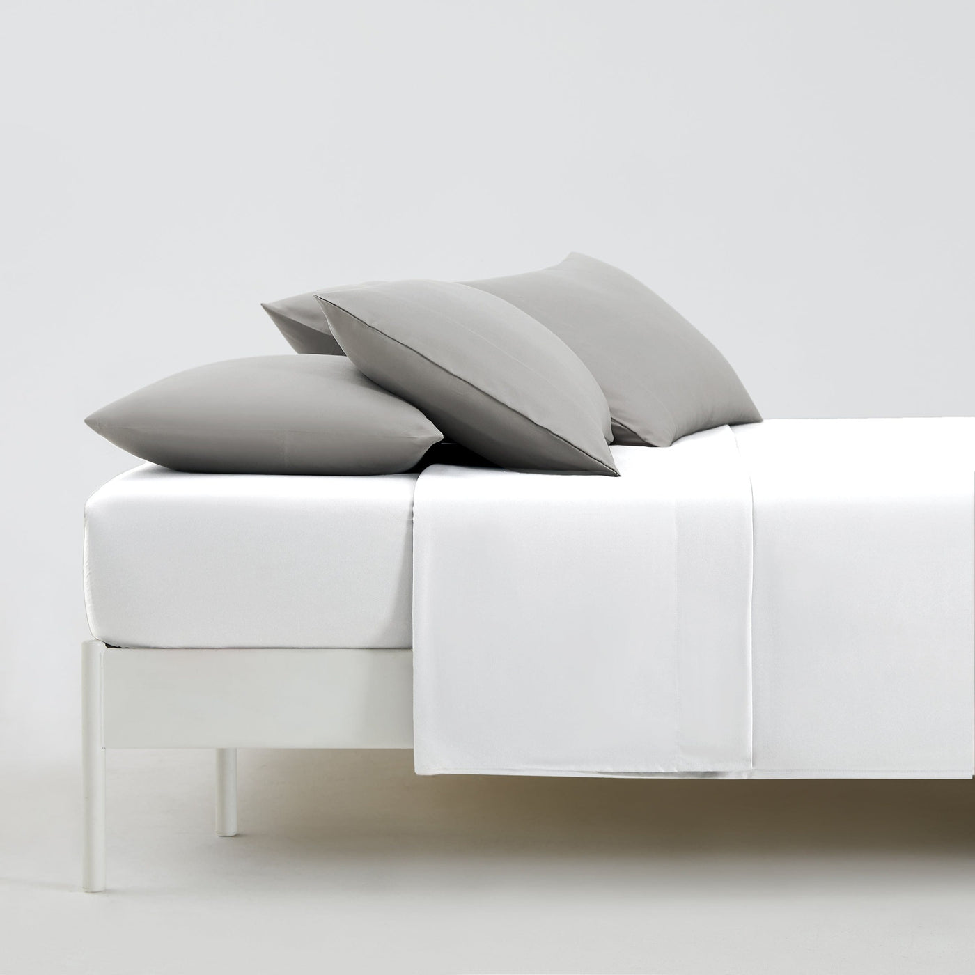 Side View of Vilano 4PC Pillowcase Set in Steel Grey#color_vilano-steel-gray
