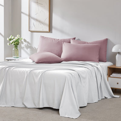 Front View of Vilano 4PC Pillowcase Set in Lavender#color_vilano-lavender