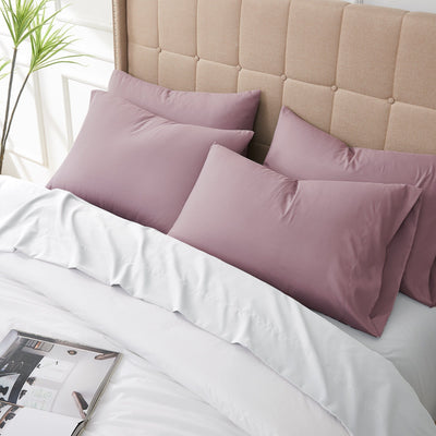 Top View of Vilano 4PC Pillowcase Set in Lavender#color_vilano-lavender
