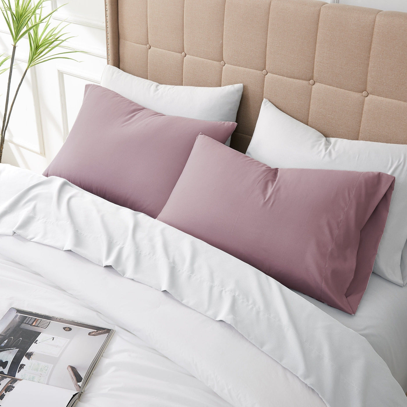 Top View of Vilano Springs 2-Piece Pillow Cases in Lavender#color_vilano-lavender
