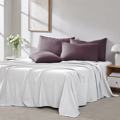 Front View of Vilano 4PC Pillowcase Set in Purple#color_vilano-purple