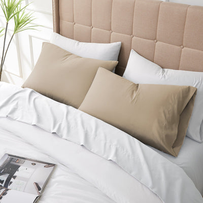 Top View of Vilano Springs 2-Piece Pillow Cases in Taupe#color_vilano-taupe