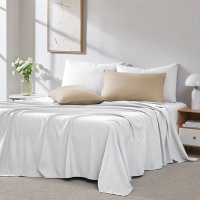 Front View of Vilano Springs 2-Piece Pillow Cases in Taupe#color_vilano-taupe