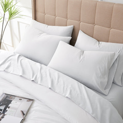 Top View of Vilano 4PC Pillowcase Set in White#color_vilano-bright-white