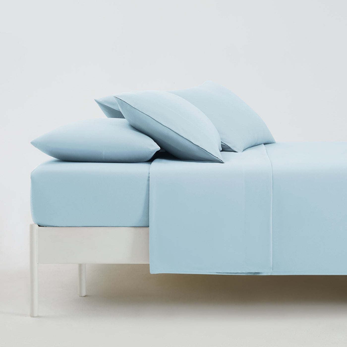 Side View of Everyday Essentials 6-Piece Sheet Set in Sky Blue#color_light-blue