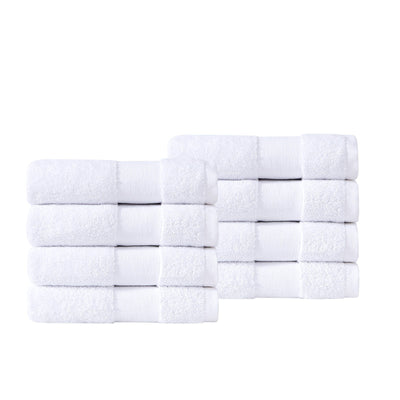8 Piece of Stack Super-Plush Hand Towel and Wash Cloth in White#color_medium-weight-classic-towel-white