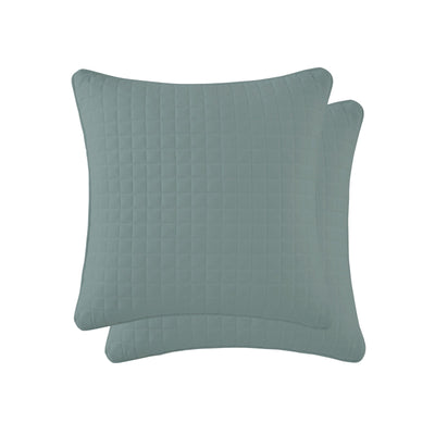 Top View of Vilano Quilted Sham and Pillow Covers in Steel Blue#color_vilano-steel-blue