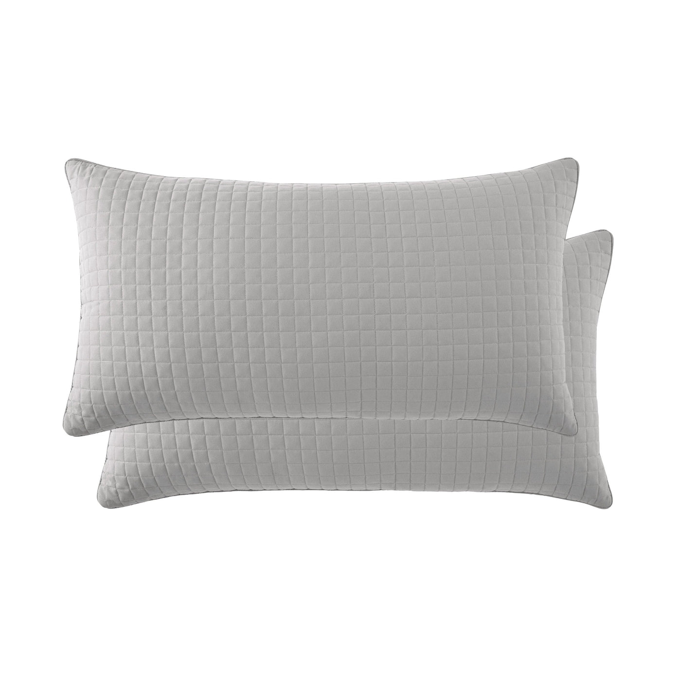 Top View of Vilano Quilted Sham and Pillow Covers in Steel Grey#color_vilano-steel-grey