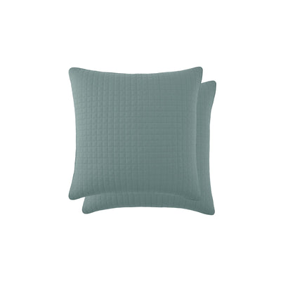 Top View of Vilano Quilted Sham and Pillow Covers in Steel Blue#color_vilano-steel-blue