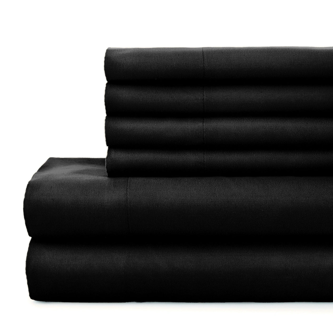 Everyday Essentials 6-Piece Sheet Set Sham Stack Together  in Black#color_black