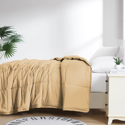 Side View of Vilano Down Alternative Comforter in Gold#color_vilano-gold