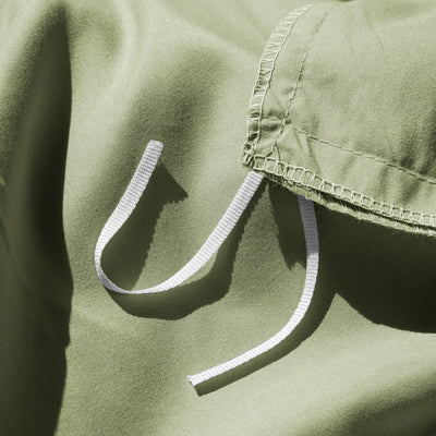 Close Up Image of Corner Ties of Vilano Duvet Cover Set in Sage Green#color_vilano-sage-green
