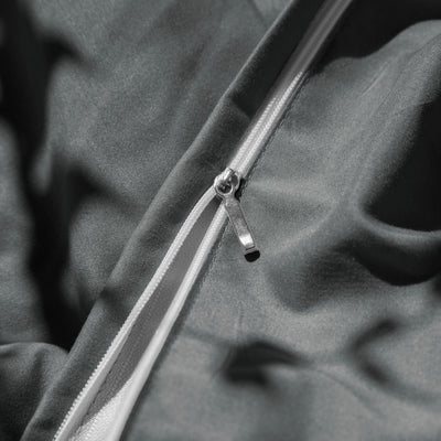 Close Up Image of Zipper Enclosure of Vilano Duvet Cover Set in Slate#color_vilano-slate