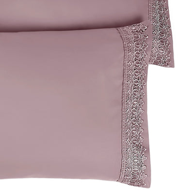 Details of Elegant Crochet Lace Hem of Vilano in Lavender#color_vilano-lavender