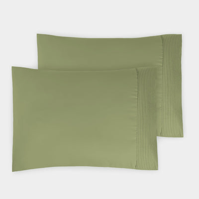 Top View of Vilano Pleated Pillow Cases in Sage Green#color_vilano-sage-green