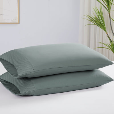 Vilano Pleated Pillow Cases in Steel Blue Stack Together#color_vilano-steel-blue