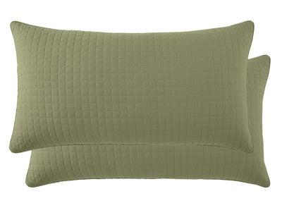 Top View of Vilano Quilted Sham and Pillow Covers in Sage Green#color_vilano-sage-green