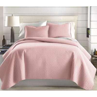 Front View of Vilano Oversized Quilt Set in Pastel Pink #color_vilano-pastel-pink