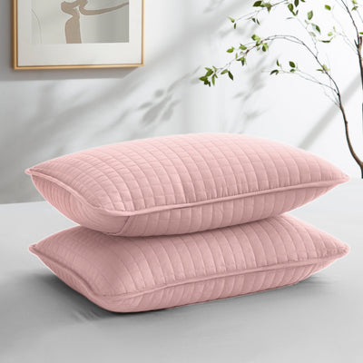  Vilano Oversized Quilt Shams in Pastel Pink Stack Together #color_vilano-pastel-pink