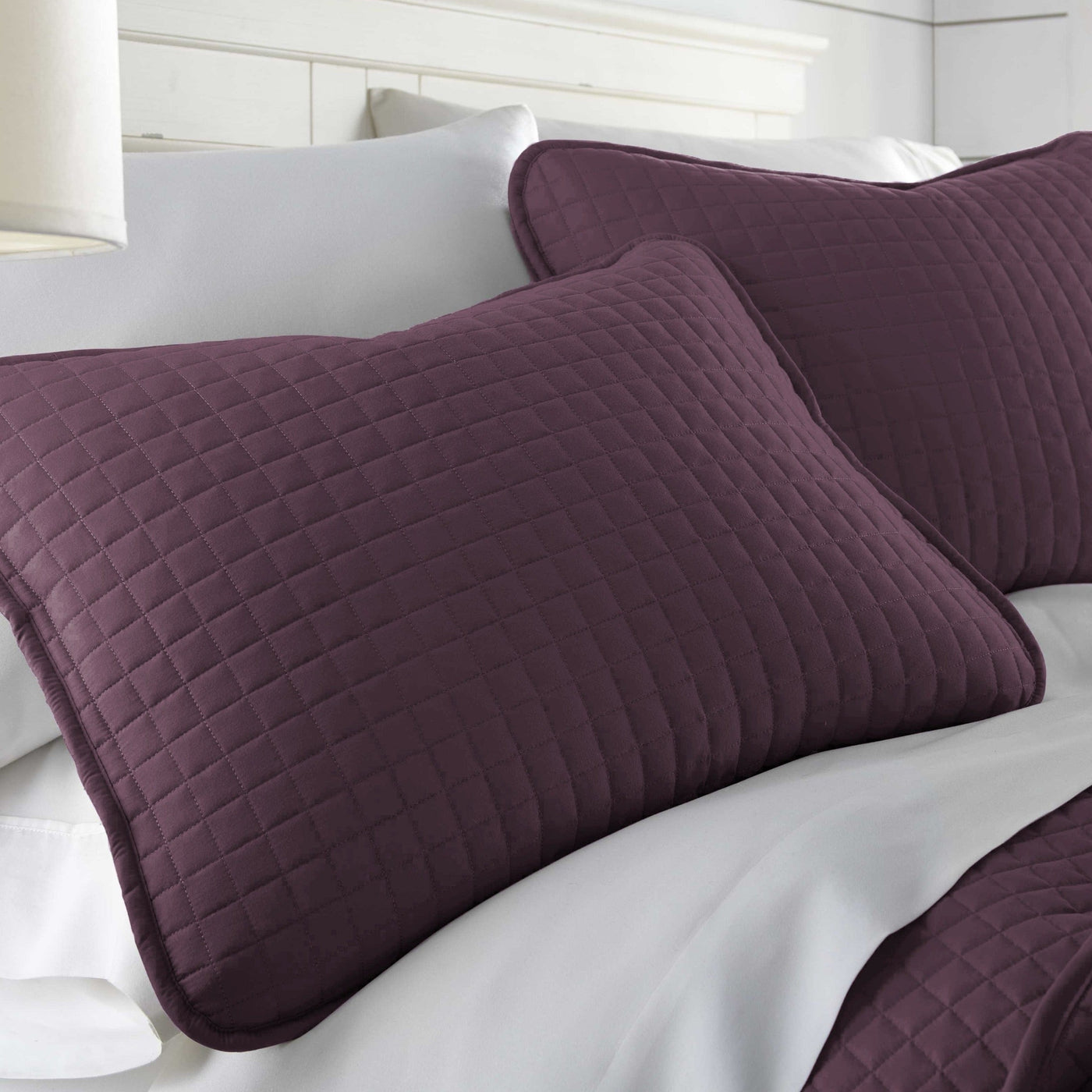 Side View of Vilano Quilted Sham and Pillow Covers in Purple#color_vilano-purple