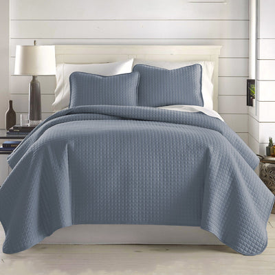 Front View of Vilano Oversized Quilt Set in Slate Blue #color_vilano-slate-blue